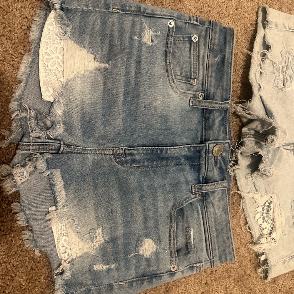 3 American Eagle Outfitters Blue Distressed Jean Shorts